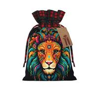 Joli sac à cordon imprimé lion 21,1 x 30 cm pour décoration de fête de Noël