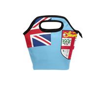 Joli sac à déjeuner avec motif drapeau national fidjien officiel de l'île des Fidji pour femme avec poignée incurvée réutilisable et portable pour pique-nique, camping