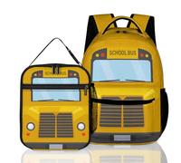 Joli sac à dos avec boîte à déjeuner, ensemble de sacs à dos pour garçons et filles, joli sac à dos de 43,2 cm, Bus scolaire