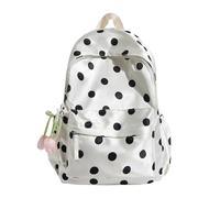 Joli sac à dos avec pendentif à pois pour adolescente japonaise | Sac à dos en nylon avec pendentif, grande capacité, poche avant et poches latérales, style japonais