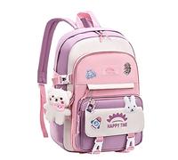 Joli sac à dos d'école pour filles, femmes, étudiants, sac de voyage décontracté avec épingles et pendentif, rose