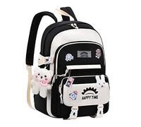 Joli sac à dos d'école pour filles, femmes, étudiants, sac de voyage décontracté avec épingles et pendentif, Noir , As shown in the figure