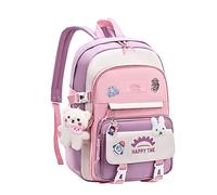 Joli sac à dos d'école pour filles, femmes, étudiants, sac de voyage décontracté avec épingles et pendentif, rose