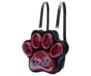 Joli sac à dos d'école, sac pour ordinateur portable pour femme avec motif chat | Grand sac avec peluche Présentation Sac à dos pour les amoureux des chats École et quotidienne, noir/rouge, Siehe