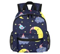 Joli sac à dos pour enfant - Bonne nuit lune étoiles sac moderne pour enfants pour la maternelle, l'école, les filles et les petits enfants, multicolore 1, 25.4x10x30 CM/10x4x12 in