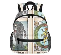 Joli sac à dos pour enfant - Hermit and the World Tarot Cards Illustration Moderne Sac pour enfants pour maternelle, école, filles et petits enfants, multicolore 1, 25.4x10x30 CM/10x4x12 in