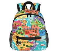 Joli sac à dos pour enfant - Sac à dos moderne avec carte des pays du Moyen-Orient pour enfants d'âge préscolaire, école, filles et petits enfants, multicolore 1, 25.4x10x30 CM/10x4x12 in