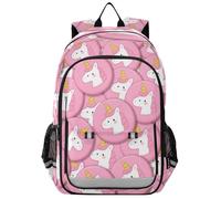 Joli sac à dos pour filles de 8 à 12 ans : sac à livres léger pour étudiant dans des couleurs assorties - Licornes mignonnes de dessin animé rose