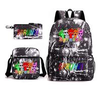 Joli sac à dos Sprunki pour enfants - Ensemble de 3 pièces : un sac de 43,2 cm, un cartable, un sac à stylos adapté pour une utilisation sur le campus étudiant, A1, L