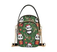 Joli sac à main de Noël avec bandoulière pour téléphone portable, motif pandas de dessin animé, sac à main pour téléphone portable, pochette de créateur, sac à main pour dames, fermeture éclair, 15 cm