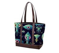 Joli sac à main en cuir durable délavé Alien-56 pour femme avec poignée sur le dessus et poches à fermeture éclair Vert, Multicolore 01, 33.8x12x31cm/13.3x4.7x12.2 in