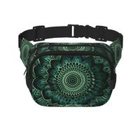 Joli sac banane en polaire pour homme et femme - Sac banane double réglable pour voyage, sport et quotidien, Lotus et Vortex, Taille unique