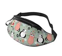 Joli sac banane en polyester imprimé chats pour homme et femme, sac banane pour voyage, marche, sport avec sangle réglable, Noir , Taille unique