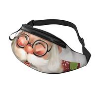 Joli sac banane imprimé Père Noël avec prise casque, sac banane personnalisé unisexe pour la course à pied, la randonnée, pour homme et femme, Noir , Taille unique, Sacs à dos Sling