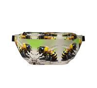 Joli sac banane imprimé petite abeille avec grande capacité et double poches, adapté pour les voyages et le sport.