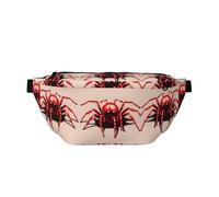Joli sac banane imprimé petite araignée rouge avec une grande capacité et des poches doubles, adapté pour les voyages et le sport.
