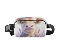 Joli sac banane marron écossais avec motif de bovins des Highlands avec lavande pour homme et femme résistant à l'eau avec sangle réglable pour cyclisme, randonnée, gym