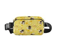 Joli sac banane pour femmes, hommes, adolescents, petit sac banane avec sangle réglable pour voyage, course à pied, randonnée, couleur jaune, Pollen d'abeille de couleur jaune, Taille unique,