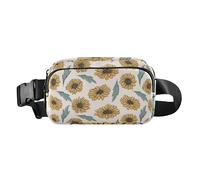 Joli sac banane rétro avec motif tournesol dessiné à la main pour femmes, hommes, adolescents, petit sac de poitrine avec sangle réglable pour voyage, vacances, course à pied, Tournesol rétro dessiné