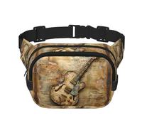 Joli sac banane tendance imprimé guitare pour femme pour voyage, course à pied, noir, One Size