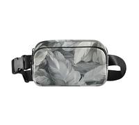 Joli sac banane translucide gris plume pour homme et femme, sac à bandoulière multifonction, essentiel de voyage avec sangle réglable pour voyage, course à pied, randonnée, Gris plume, translucidité,