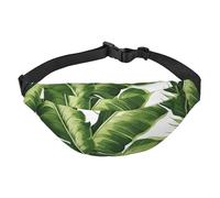 Joli sac banane vert à motif de feuilles de palmier pour homme et femme, sac banane partout avec sangle réglable, sac de poitrine décontracté pour randonnée, cyclisme, noir, taille unique, Noir ,