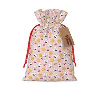 Joli sac cadeau avec cordon de serrage imprimé riz pour fête de mariage, anniversaire, sac cadeau unique, sac en toile réutilisable, 1 pièce, taille M