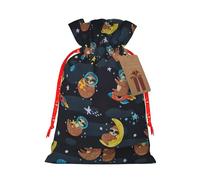 Joli sac de Noël avec cordon de serrage, idéal pour emballer des cadeaux de Noël et Halloween 11,9 x 17,5 cm