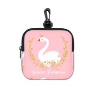 Joli sac de rangement carré à fermeture éclair avec impression intégrale, tissu en caoutchouc imperméable, léger et durable pour pièces de monnaie, cartes, clés