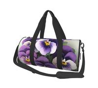 Joli sac de sport imprimé carlin avec poche humide et compartiment à chaussures, sac de voyage pour homme et femme, Fleurs de pensées, Taille unique, Sac de voyage