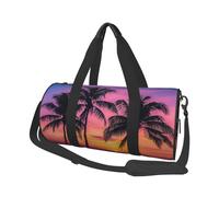 Joli sac de sport imprimé papillon avec poche humide et compartiment à chaussures, sac de voyage pour homme et femme, Silhouette de palmiers au coucher du soleil, Taille unique, Sac de voyage