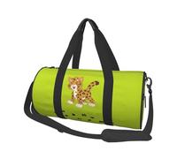 Joli sac de sport rond imprimé Jaguar en toile, imperméable et résistant aux déchirures. Sac de voyage pliable pour le week-end