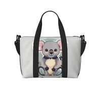 Joli sac de voyage à bandoulière imprimé koala avec fermeture éclair, sac à main décontracté pour les voyages de week-end et la salle de sport shopping, Noir , Taille unique, Sac de voyage