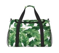 Joli sac de voyage à main avec feuilles de palmier vertes - Grand sac fourre-tout réutilisable, parfait pour les activités de plein air, le sport, le camping et les courses, noir, One Size