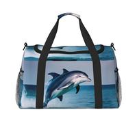 Joli sac de voyage à main en forme de dauphin - Grand sac fourre-tout réutilisable, parfait pour les activités de plein air, le sport, le camping et les courses, noir, One Size