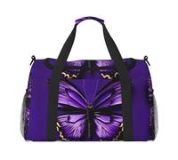 Joli sac de voyage en forme de papillon violet avec fermetures éclair et poignées, grand sac de marin pliable pour les vacances en famille, noir, taille unique, noir, Jeden rozmiar