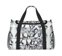 Joli sac de voyage pour bébé pingouin avec fermeture éclair et poignées - Grand sac pliable en toile pour vacances en famille, noir, Talla única