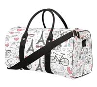 Joli sac de voyage tour Eiffel de Paris pour femmes, hommes, filles, garçons, week-end, sac de nuit, sac fourre-tout de 22,7 L, pour sport, gym, yoga, couleur, 22.7L, Organiseur de sac