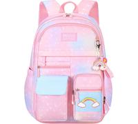 Joli Sac D'école Coloré Décontracté Pour Filles, Sac À Dos Pour Enfants, Sac À Dos Léger Pour Filles, Bretelles En Forme De S Et Panneau Arrière Rempli D'éponge Pour Réduire La Pression De Transport