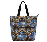 Joli sac fourre-tout décoratif pour enfants, étudiants, adultes, lunettes anti-taches, style bohème, grand sac fourre-tout de bibliothèque, sac de courses avec poignées à fermeture éclair pour l'école