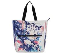 Joli sac fourre-tout décoratif pour enfants, femmes, hommes, dessin animé Margay 4 juillet, sac fourre-tout robuste réutilisable avec fermeture éclair pour l'école et les jeux, arc-en-ciel para libros