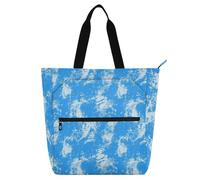 Joli sac fourre-tout décoratif pour enfants, garçons et filles, vintage, bleu uni, teinture par nœuds, sacs fourre-tout robustes pour enseignants, sacs à main avec poches intérieures pour l'école, le