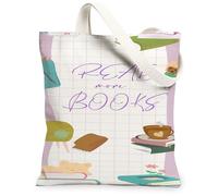 Joli sac fourre-tout en toile de pêche, sacs d'épicerie réutilisables, légers et lavables avec bandoulière, pêche, 13x15 Inch