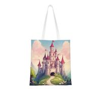 Joli sac fourre-tout imprimé Fairy Tale Castle03, sac de plage portable, sacs d'épicerie réutilisables pliables avec poignées