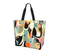 Joli sac fourre-tout imprimé petit papillon, sac à bandoulière, adapté pour les voyages, la plage et le shopping quotidien., Chat d'art moderne du milieu du siècle, One Size