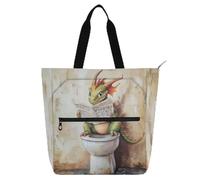 Joli sac fourre-tout vintage avec motif dragon pour lecture de journaux, enfants, femmes, hommes, sac fourre-tout léger et robuste pour enseignant, bibliothèque, pour l'école, le shopping, la plage