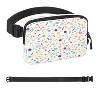 Joli Sacoche Sac Banane à Confettis Pastel pour Homme et Femme, Sac Banane avec Poches à Fermeture Éclair, Sac de Taille Imperméable avec Sangle Réglable pour l'Entraînement, la Course, les Voyages