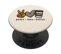 Joli Signe de Paix léopard avec cœur pour Les Amateurs de café PopSockets PopGrip Adhésif