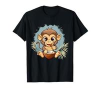 Joli singe noix de coco amant animal imprimé T-Shirt