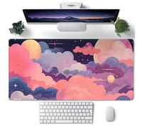 Joli sous-Main de Bureau Mignon à Nuages Rose et Violet - Grand Tapis de Souris XXL - pour Ordinateur Portable - 80 x 40 cm - Accessoires de Bureau